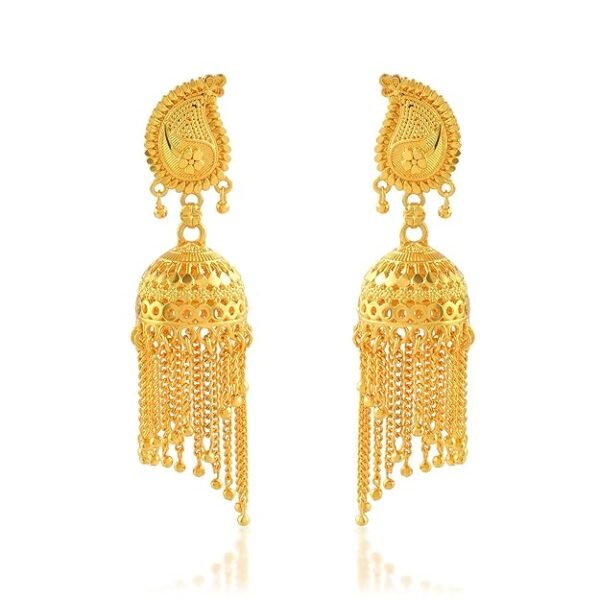 24Kt Micron 1 Gram Gold Traditional Jhalar Jhumka Earrings